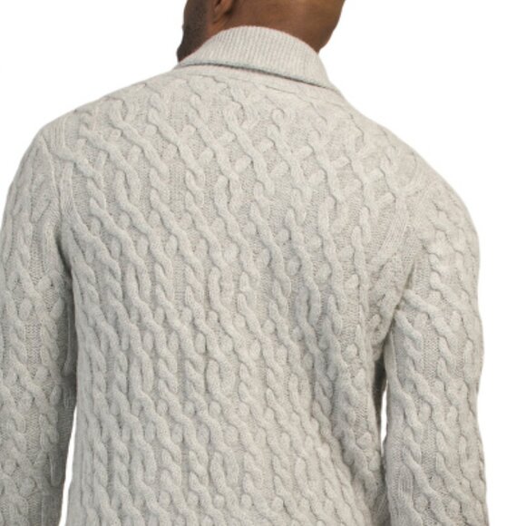 NEW PAOLO MONDO Made In Italy Knit Shawl Collar Cardigan grey for men 563tn - Picture 3 of 4